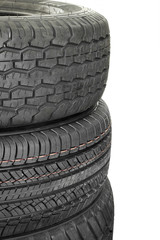 Car tires background in a row.