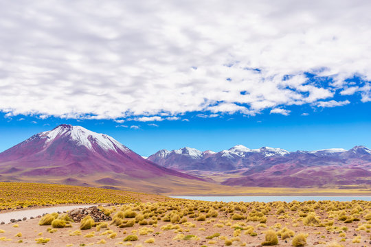 View on volcano Lascar by San Pedro de Atacama at the border between Chile and Bolivia