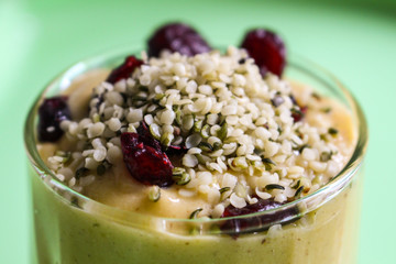Close up to a green smoothie