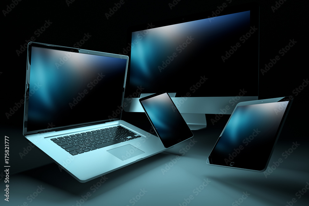 Aufkleber modern digital silver tech device 3d rendering