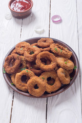 Homemade сrunchy fried onion rings