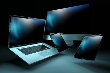 Modern digital silver tech device 3D rendering