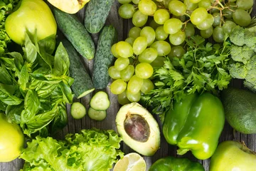 Crédence de cuisine en verre imprimé Légumes légumes et fruits verts sains