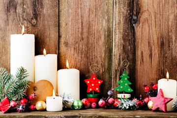 Vintage Christmas background with Christmas decoration.