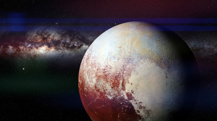 Naklejka premium dwarf planet Pluto lit by the stars
