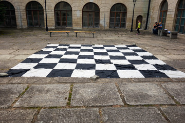 Chessboard in the courtyard of the castle