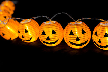 Helloween Pumpkins In The Dark Background