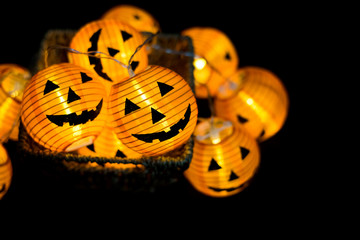 Helloween Pumpkins In The Dark Background