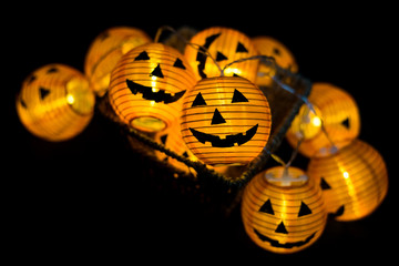 Helloween Pumpkins In The Dark Background
