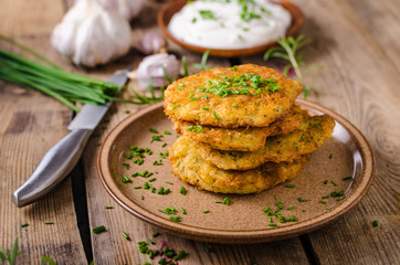 Potato pancakes with sour cream