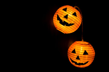 Helloween Pumpkins In The Dark Background