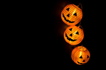 Helloween Pumpkins In The Dark Background