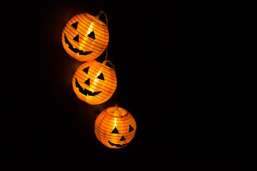 Helloween Pumpkins In The Dark Background