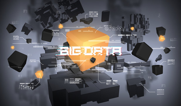 Big data abstract visualization. Futuristic aesthetic design. Big data background with HUD elements.
