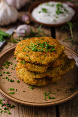 Potato pancakes with sour cream