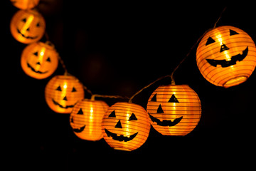 Helloween Pumpkins In The Dark Background