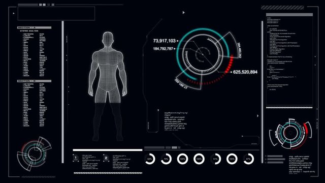 4K Animation User interface with HUD graph bar pi with space for futuristic technology and cyber concept with alpha channel render
