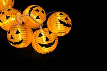 Helloween Pumpkins In The Dark Background