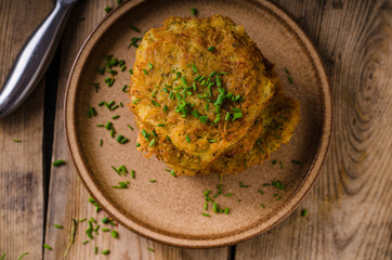 Potato pancakes with sour cream