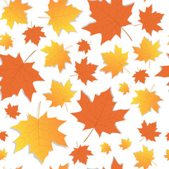 Autumn Seamless Pattern Background Yellow Maple Leaves