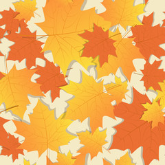 Fototapeta na wymiar Autumn Seamless Pattern Background Yellow Maple Leaves Ornament Fall Season Flat Vector Illustration