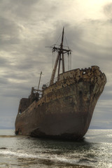 The famous Shipwreck Agios Dimitrios near Gytheio. Laconia - Greece