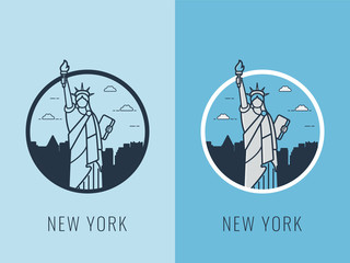  World landmarks. USA. Travel and tourism background. Line icos. Vector © switchpipi