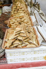 Arabic fresh sweets in a medieval market