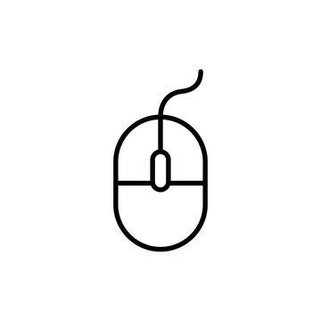 computer mouse with wire line black icon