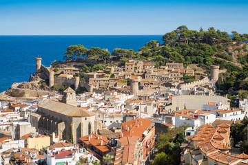 City of spain Tossa de mar, city on the Costa Brava. City walls and medieval castle on the hill. Amazing city in Girona, architecture and monuments of Catalonia, Spain.