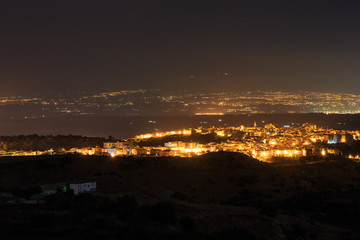 Night Lentini town view, Sicily, Italy