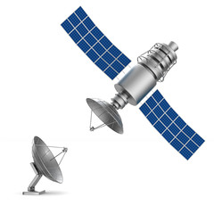 satellite on white background. Isolated 3D illustration