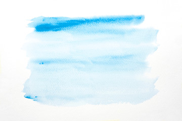 Blue abstract watercolor painting textured on white paper background