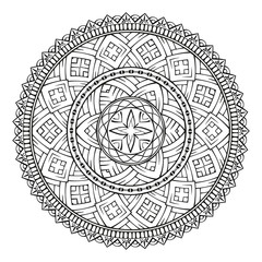 Vector abstract black and white mandala pattern.