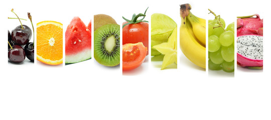 Collage of various type color fruits