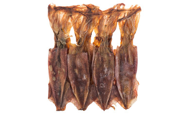 Dried squid on isolated white background