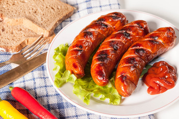 Grilled sausage.