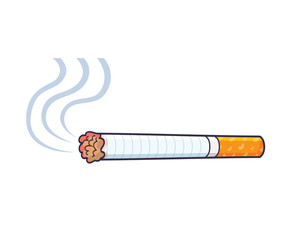 Cigarette with smoke vector isolated.