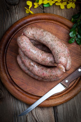 Homemade white sausage out pigs meat.