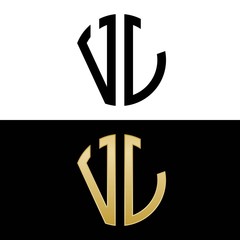 vl initial logo circle shape vector black and gold