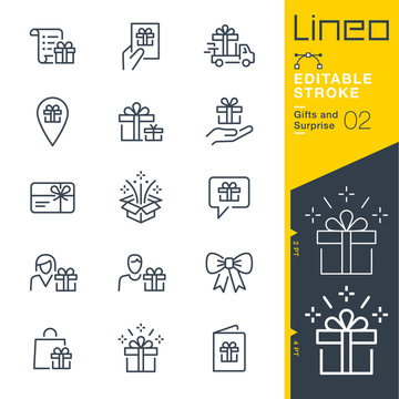 Lineo Editable Stroke - Gifts and Surprise line icons
Vector Icons - Adjust stroke weight - Expand to any size - Change to any colour