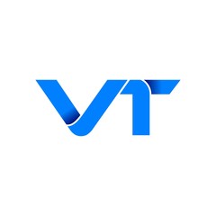 vt logo initial logo vector modern blue fold style