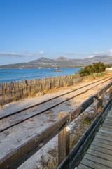Naklejka premium Corsica - Calvi Beach and Railway