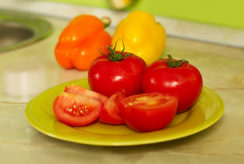 Fresh peppers and tomatoes