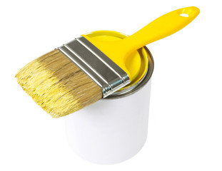 Paintbrush and paint can