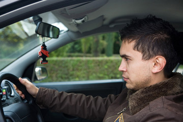 Young man driving