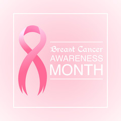 Pink ribbon breast cancer awareness symbol, vector background.