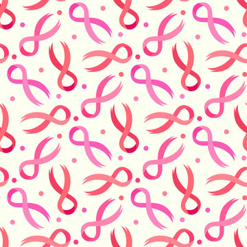 Pink ribbon background seamless pattern.