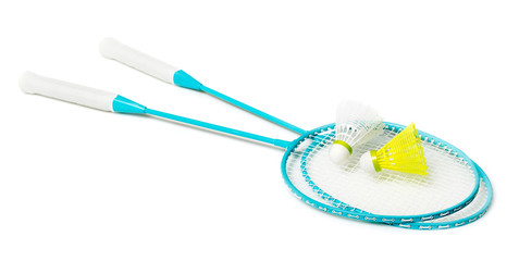 Badminton racquets with shuttlecocks