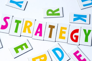 word strategy made of colorful letters